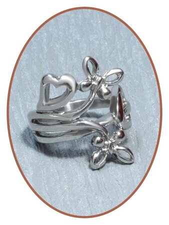 Stainless Steel 'Heart/Butterfly' Cremation Ring - RB094