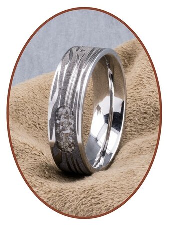 JB Memorials Stainless Steel Cremation Ash Ring with Damascus Pattern - RB044DAM