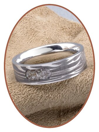 JB Memorials Stainless Steel Cremation Ash Ring with Damascus Pattern - RB044DAM