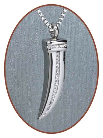 Stainless Steel Cremation 'CZ Tooth' Design Pendant - B043