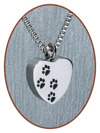 Stainless Steel 'Heart/Paw' Cremation Pendant - D041