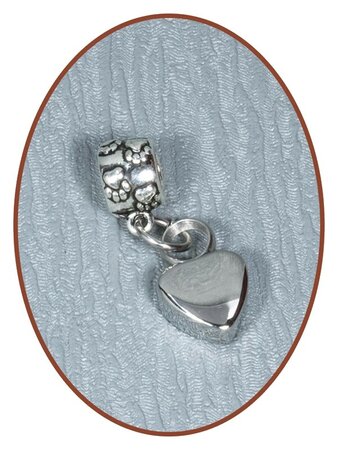 Stainless Steel Cremation Bracelet Charm 'Heart' - D005B