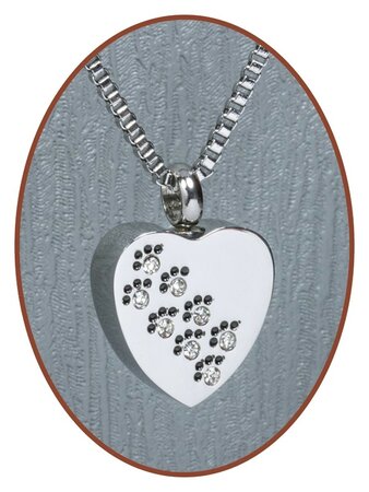 Stainless Steel 'Heart/Paw' Cremation Pendant - D001