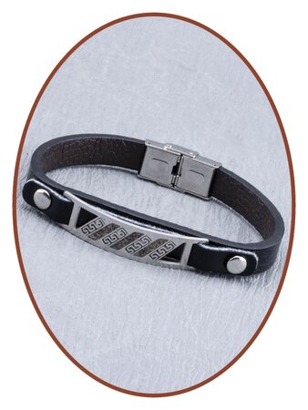 Stainless Steel/Leather Mens Cremation Bracelet - ASB017