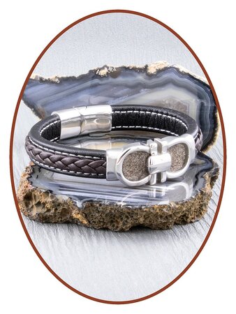 Stainless Steel / Leather Duo Men's Cremation Ash Bracelet  - ASB020