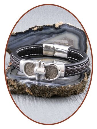 Stainless Steel / Leather Duo Men's Cremation Ash Bracelet  - ASB020