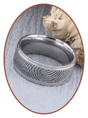 JB Memorials Stainless Steel Deep Engraved Polished Fingerprint Remembrance Ring - TR005