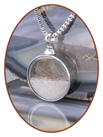 Stainless Steel Glass Hair Cremation Ashes Pendant - B413