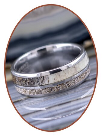 JB Memorials Natureline / Tungsten Cremation Ring with Deer Antler Inlay - WR014