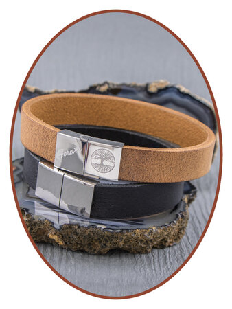 JB Memorials Stainless Steel Leather Ash Bracelet - ZAS014