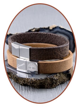 JB Memorials Stainless Steel Leather Ash Bracelet - ZAS014