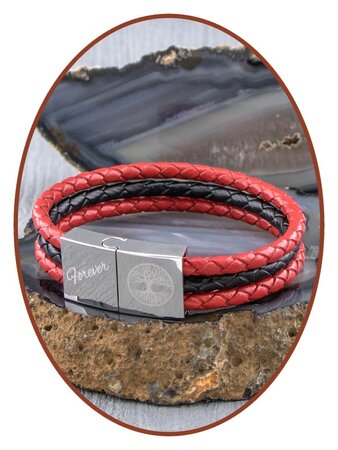 JB Memorials Stainless Steel Leather Ash Bracelet - ZAS014RED